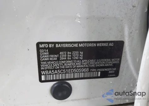 2014 BMW 528I z USA, uszkodzony, nr VIN WBA5A5C51ED505968